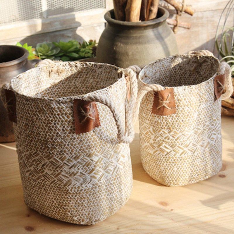 Hand woven rattan basket