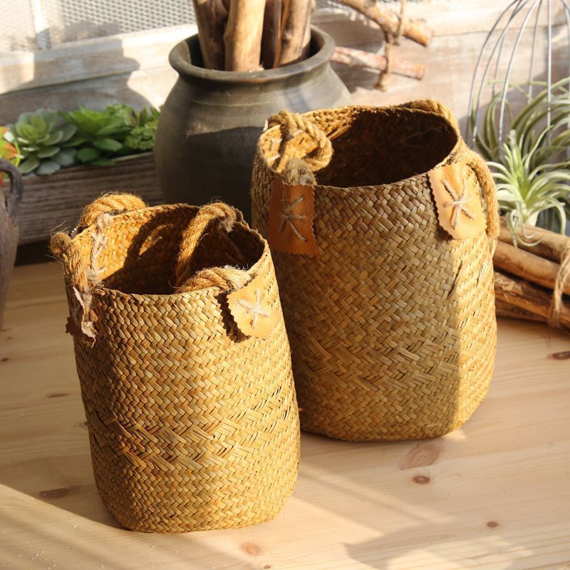 Hand woven rattan basket