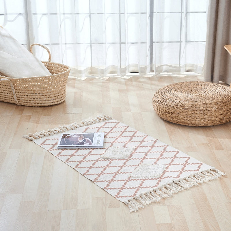 Woven Fringed Stripe Rug