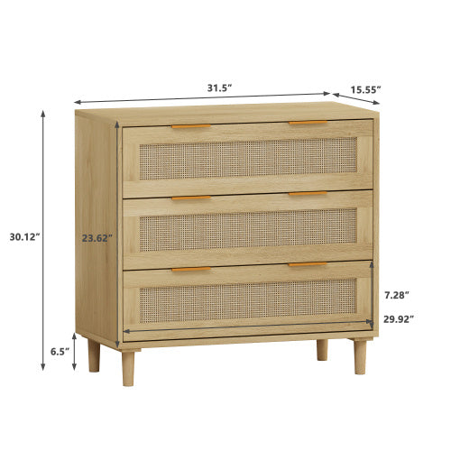 3 Drawers Rattan Storage Cabinet