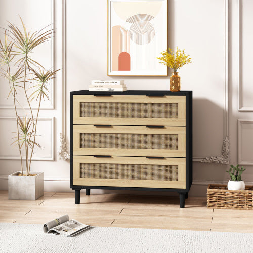 3 Drawers Rattan Storage Cabinet