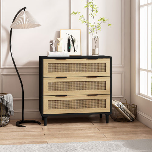 3 Drawers Rattan Storage Cabinet