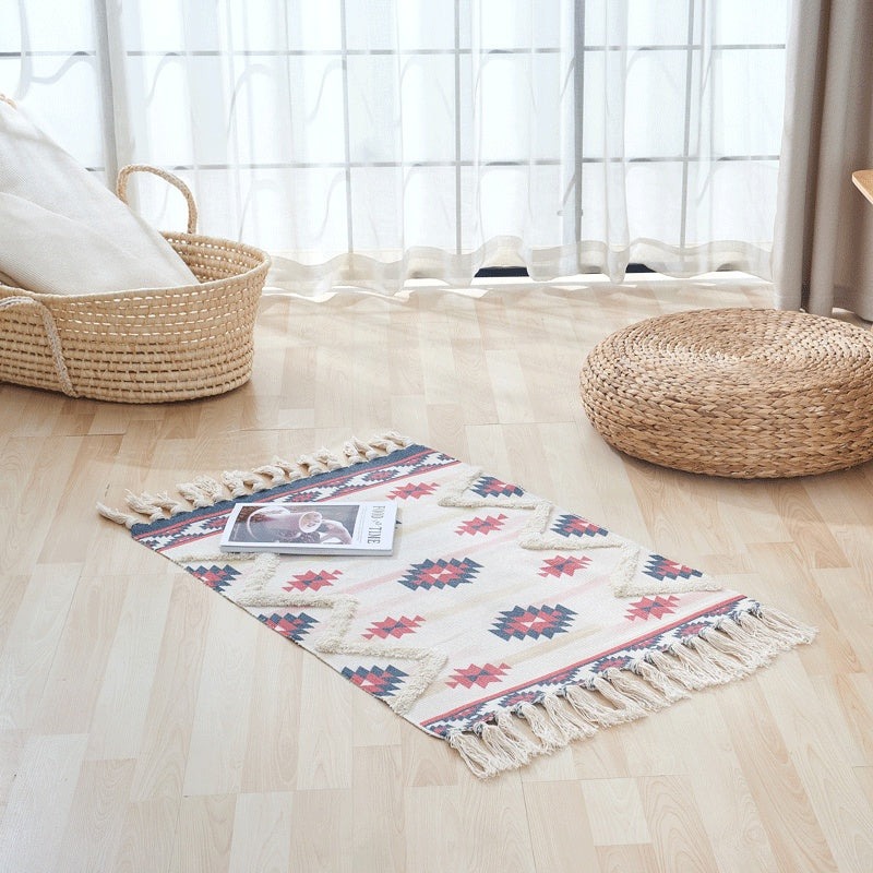 Woven Fringed Stripe Rug