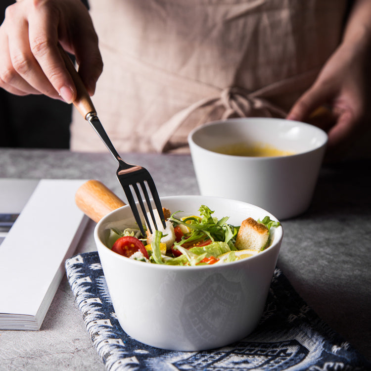 Ceramic Bowl With Wooden Handle
