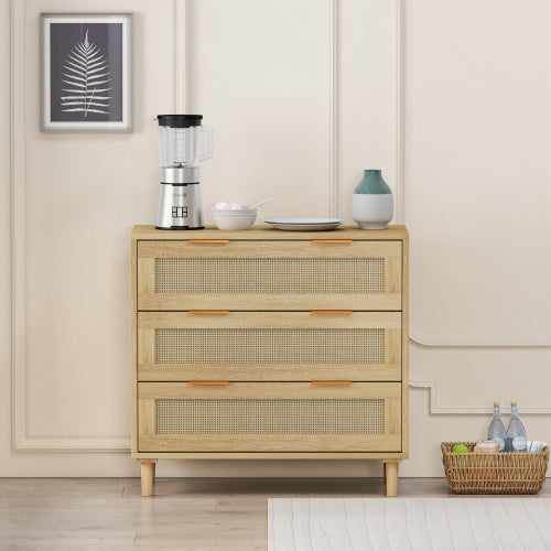 3 Drawers Rattan Storage Cabinet