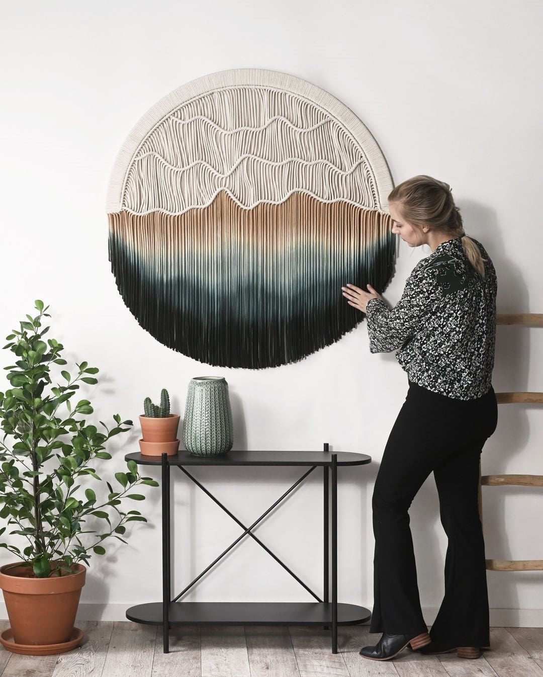 Hand-dyed Woven Round Tapestry