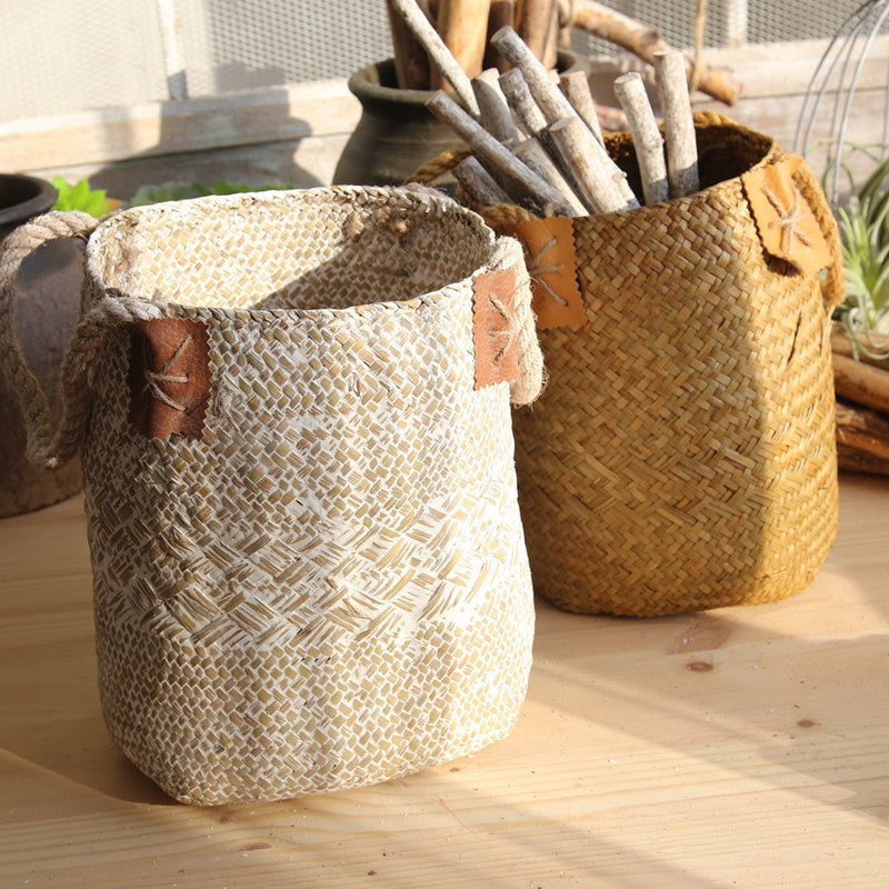 Hand woven rattan basket