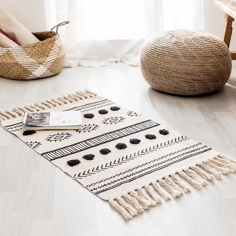 Woven Fringed Stripe Rug