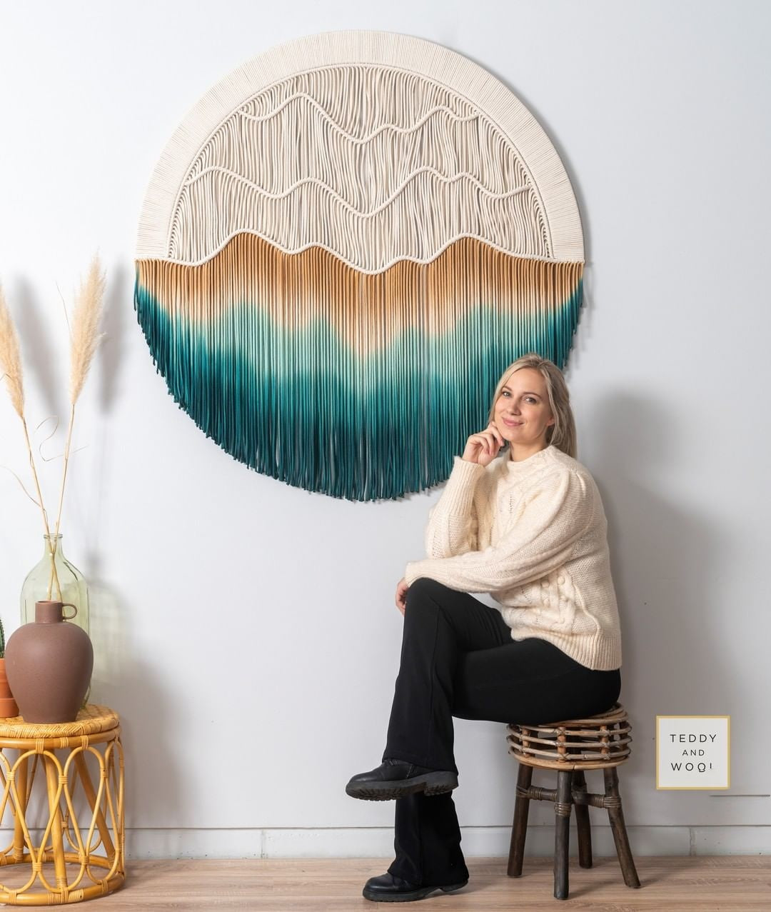 Hand-dyed Woven Round Tapestry
