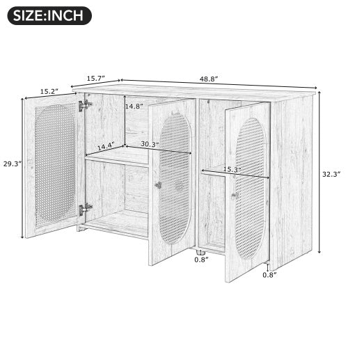 3-door Rattan Cabinet