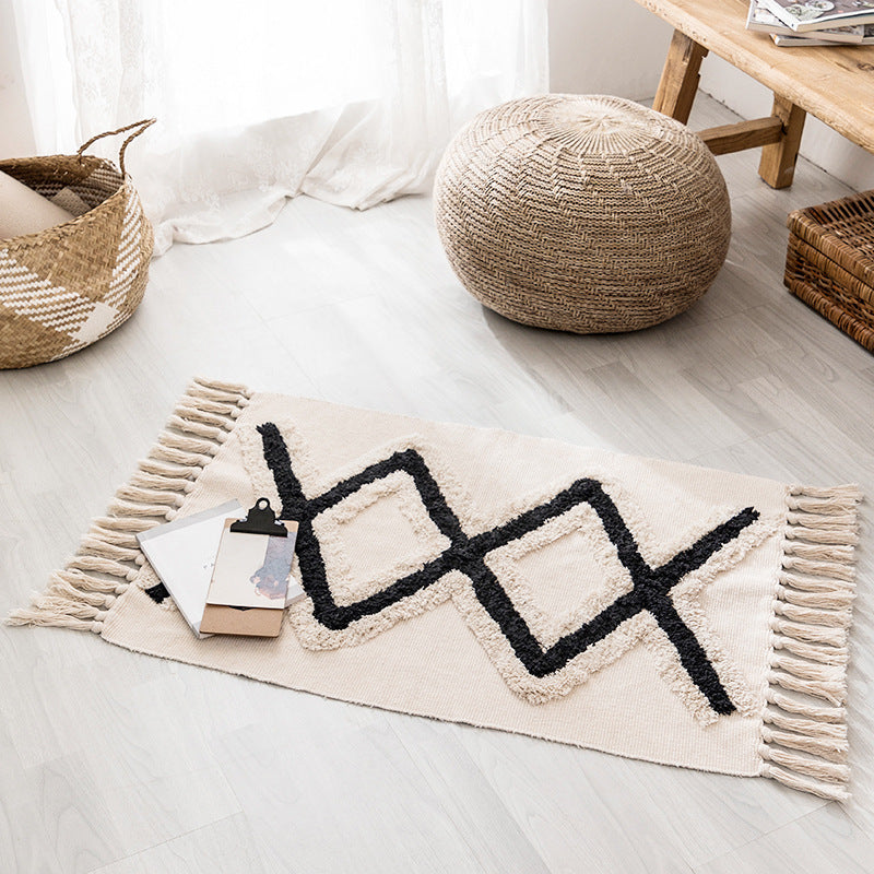 Woven Fringed Stripe Rug
