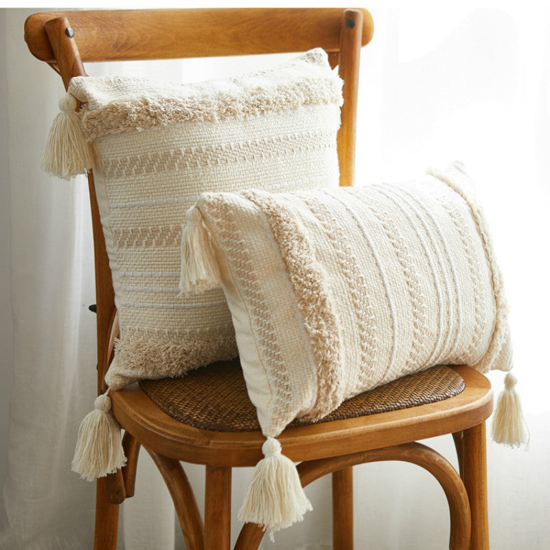 Moroccan tassel pillowcase