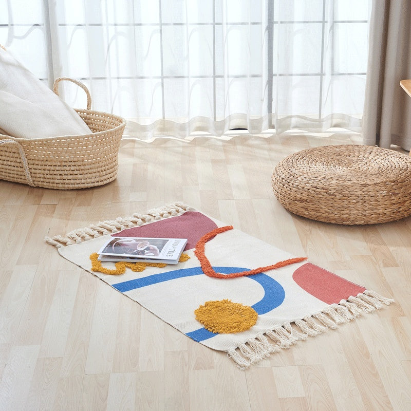 Woven Fringed Stripe Rug