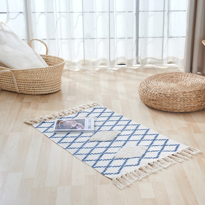 Woven Fringed Stripe Rug