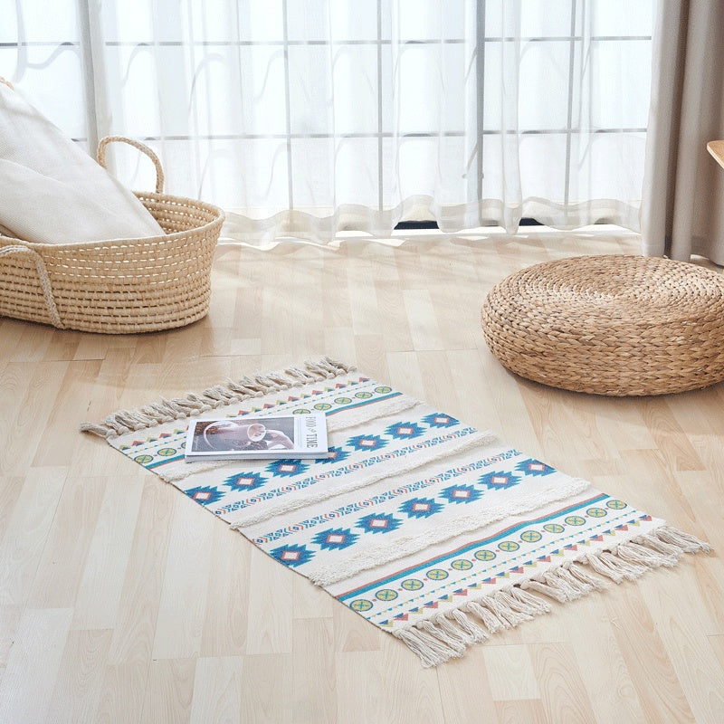 Woven Fringed Stripe Rug