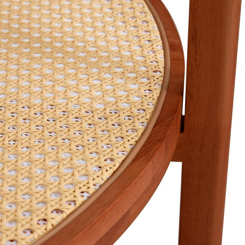 Circular Double Layer Solid Wood and Rattan Coffee Table