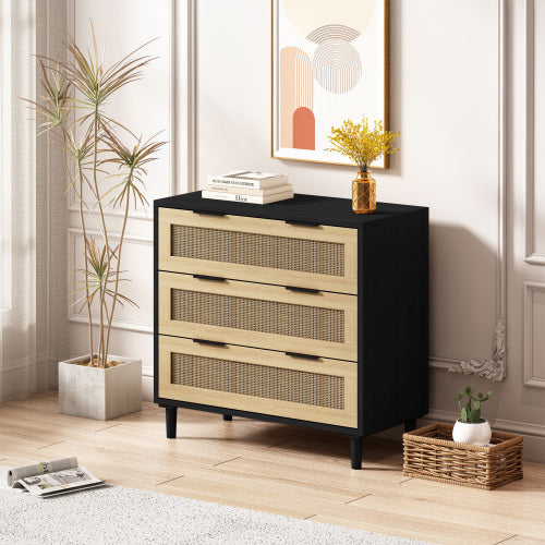 3 Drawers Rattan Storage Cabinet