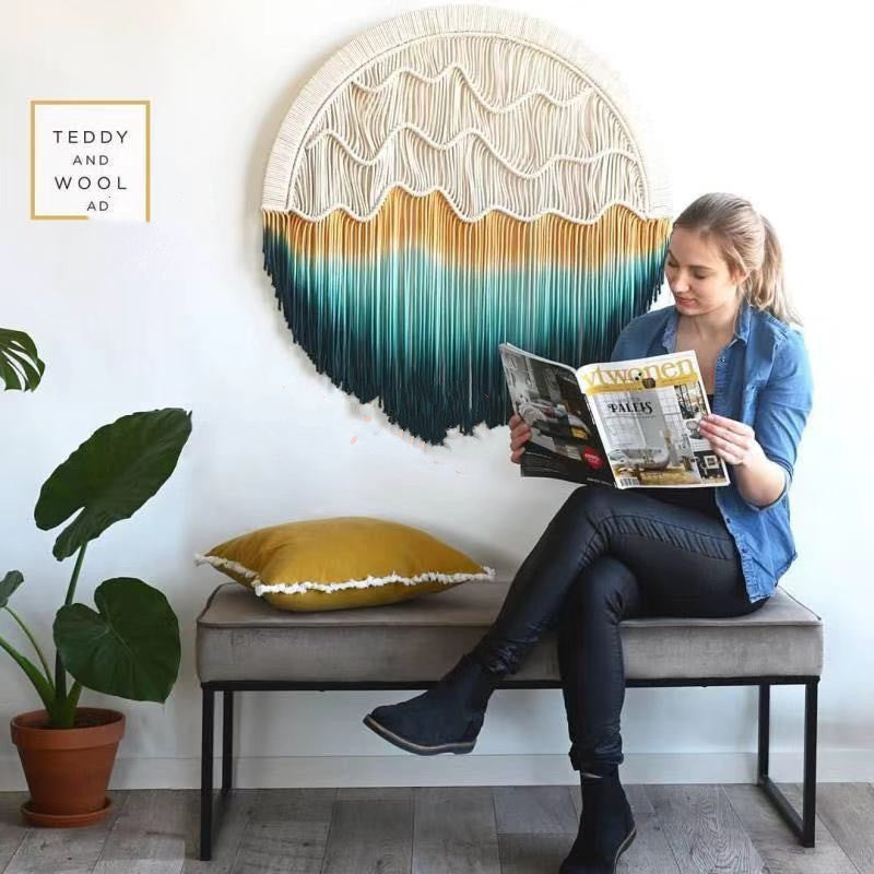 Hand-dyed Woven Round Tapestry