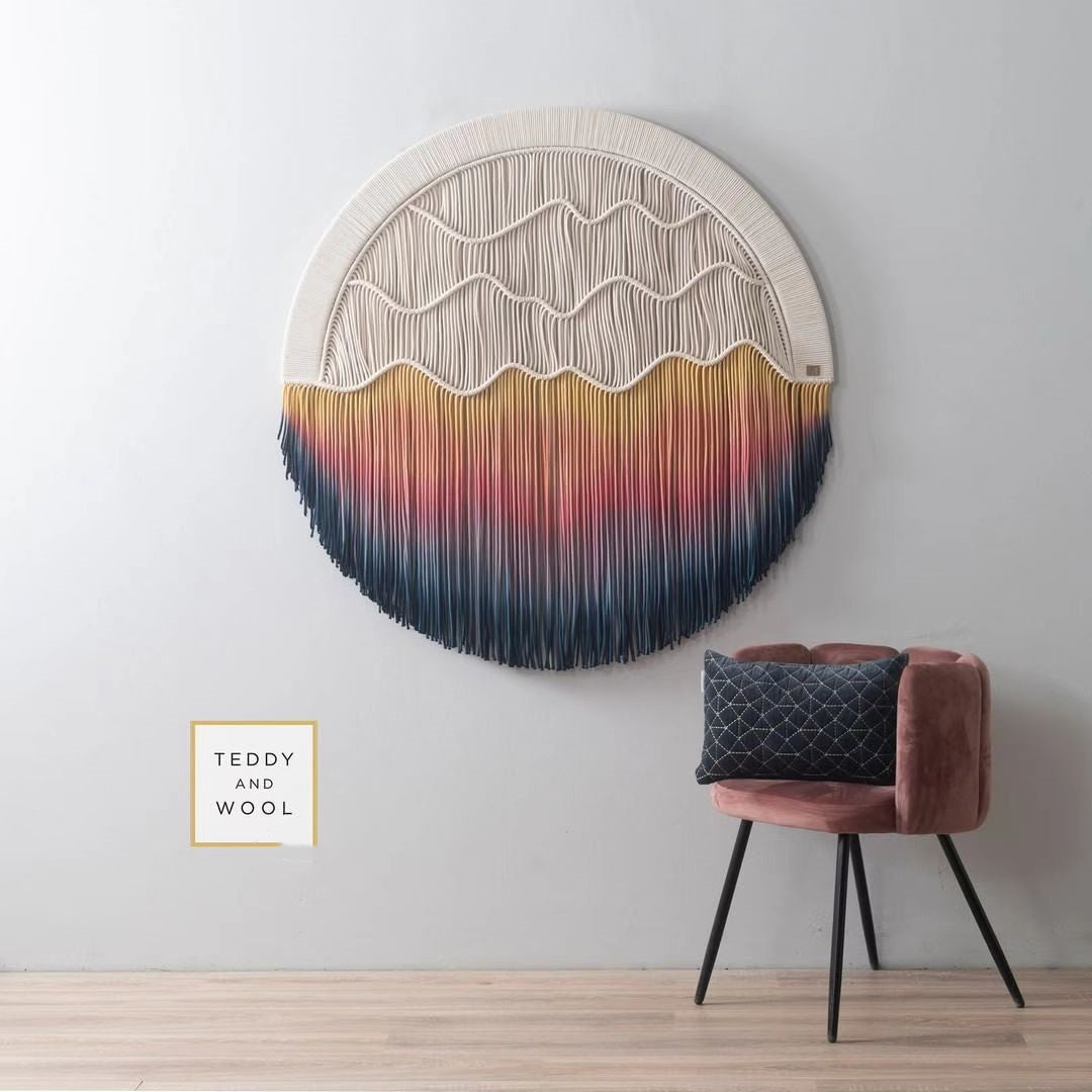 Hand-dyed Woven Round Tapestry