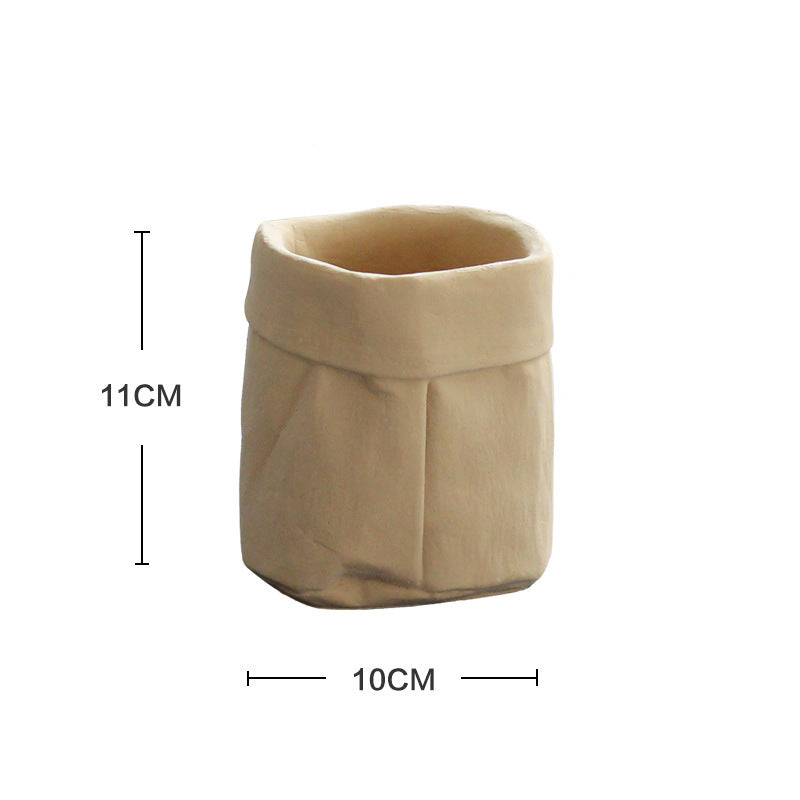 Cement Cloth Bag Flowerpot Imitation Leather Bag Simple Nordic Modern Creative Home Ins Style Green Plant Potted Pot