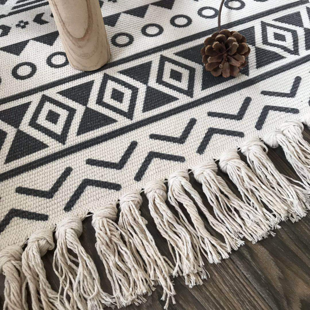 cotton and linen tassel carpet