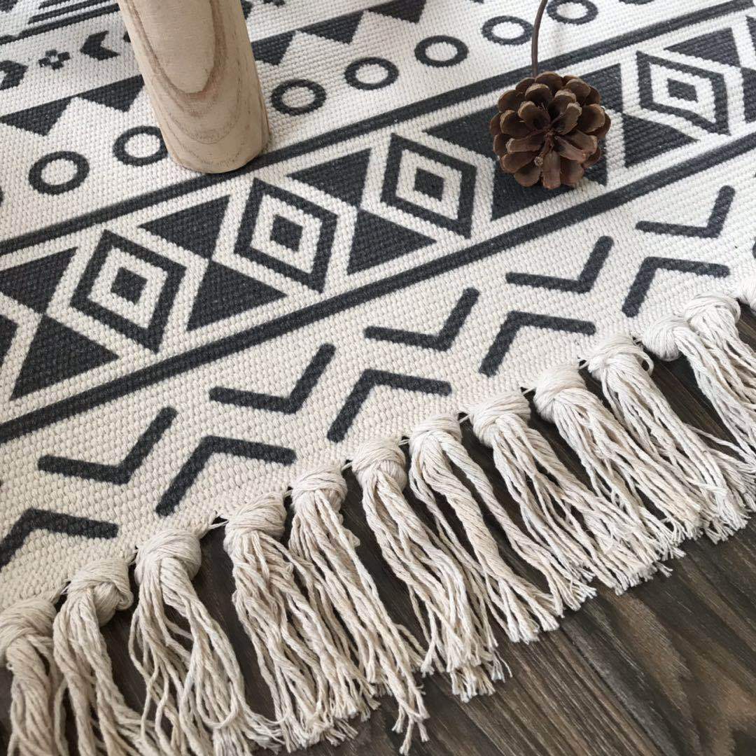 cotton and linen tassel carpet