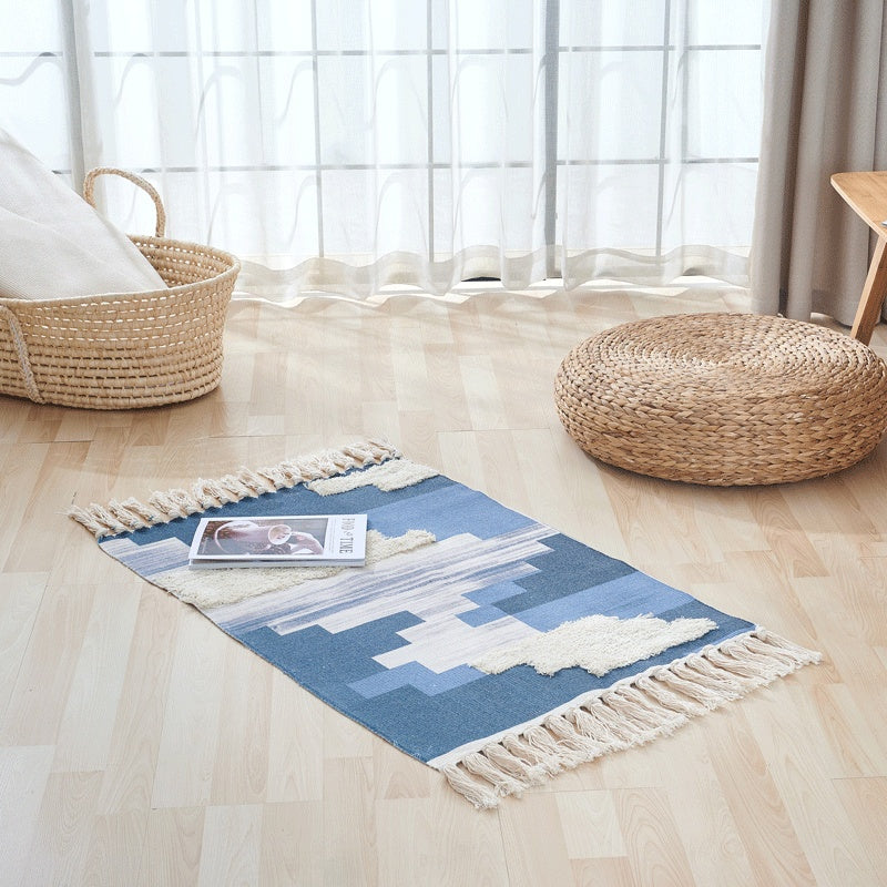 Woven Fringed Stripe Rug