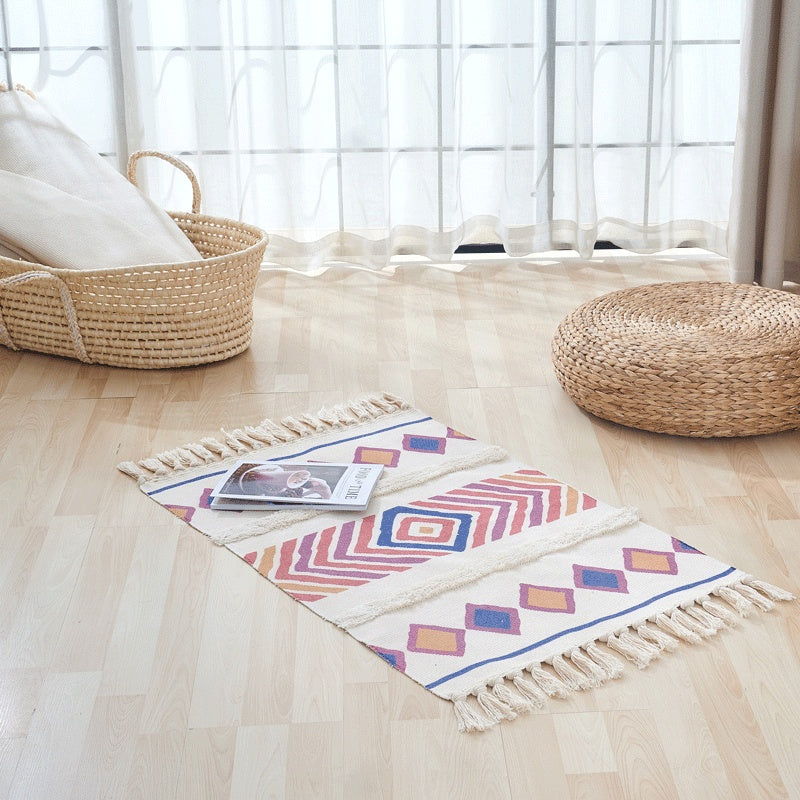 Woven Fringed Stripe Rug