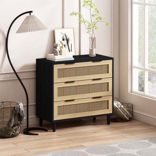 3 Drawers Rattan Storage Cabinet