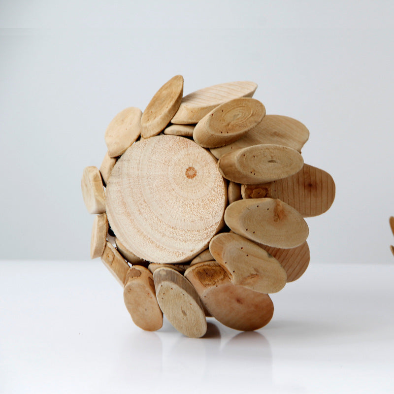 Handcrafted Wooden Flower Candle Holder