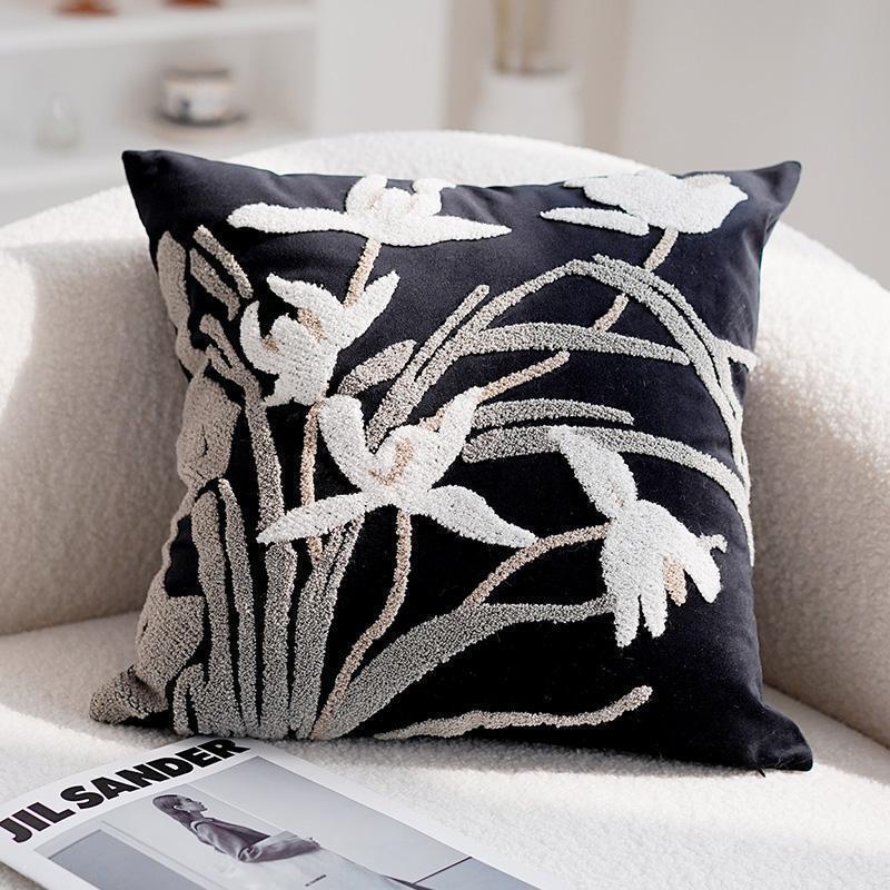Modern Minimalist Living Room Sofa Cushion Plant Leaves Tufted Pillow Cover