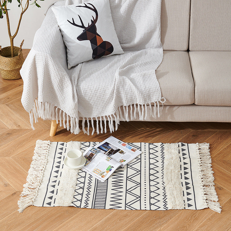 Woven Fringed Stripe Rug