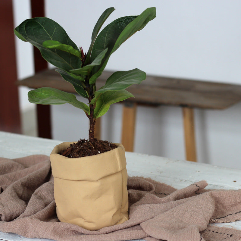 Cement Cloth Bag Flowerpot Imitation Leather Bag Simple Nordic Modern Creative Home Ins Style Green Plant Potted Pot