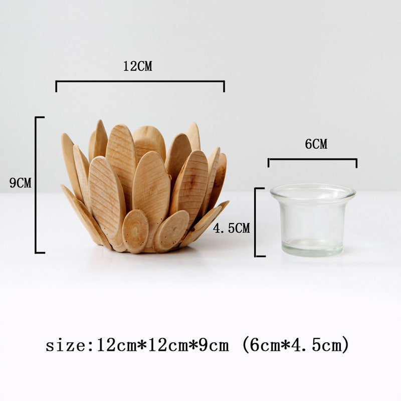 Handcrafted Wooden Flower Candle Holder