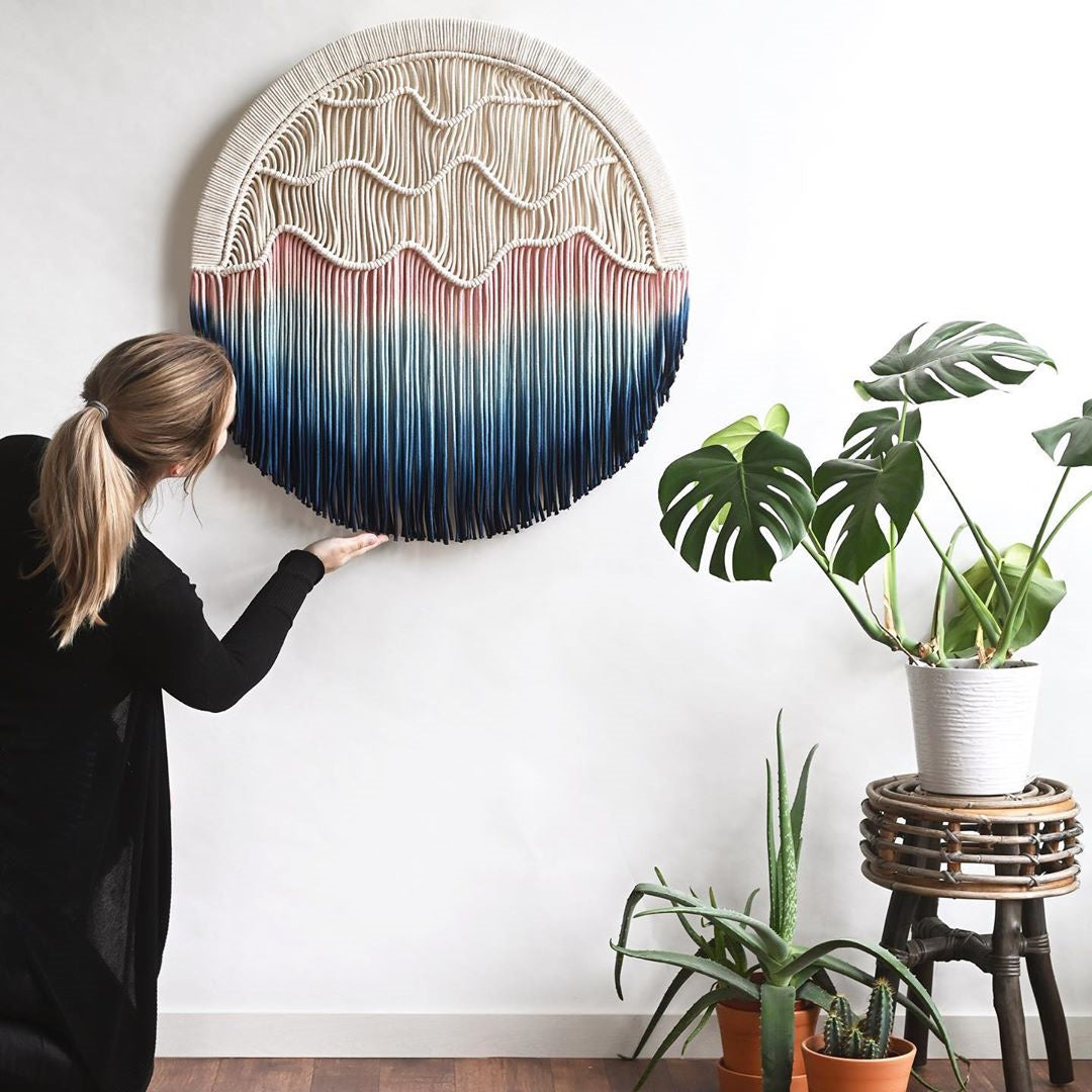 Hand-dyed Woven Round Tapestry