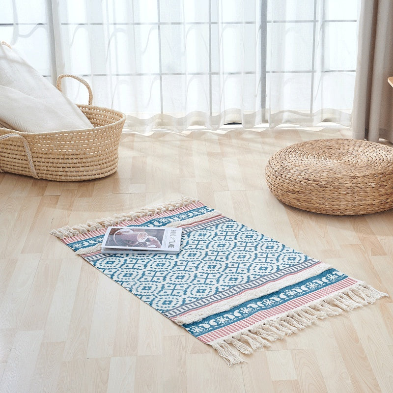 Woven Fringed Stripe Rug