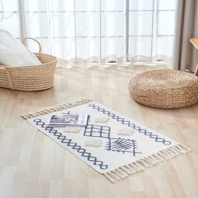 Woven Fringed Stripe Rug